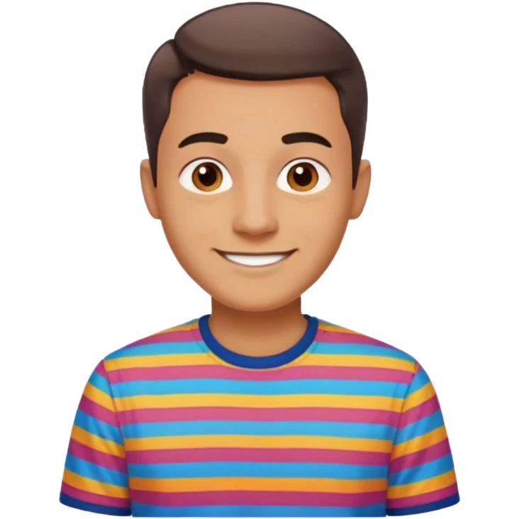 clean shaven, short hair, brown eyes, no glasses, medium skin, fun smiling man emoji