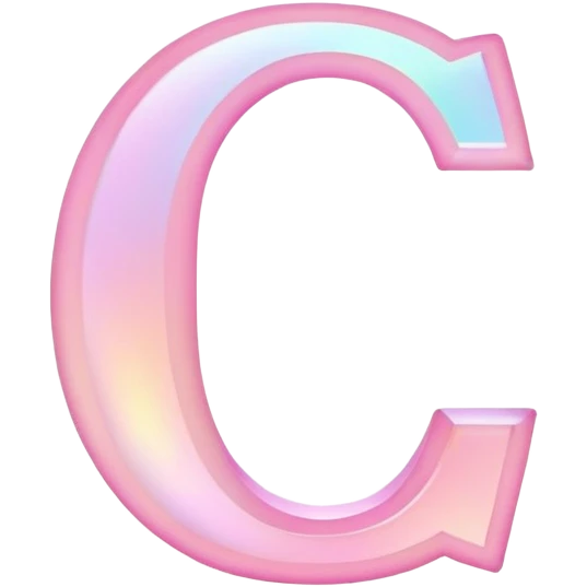 Iridescent pastel pink Font setting icon with letter C emoji