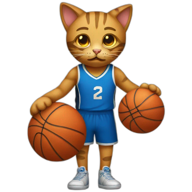 Eine traurige Katze mit einem Basketball in der Hand emoji