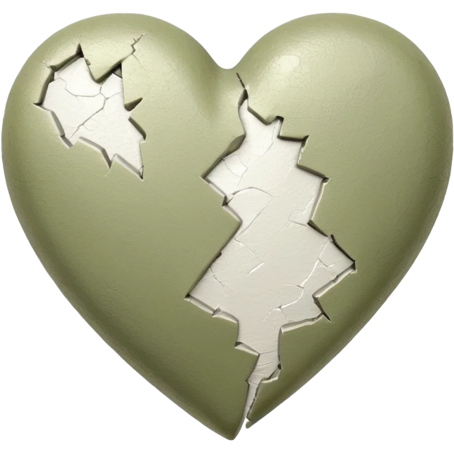 Pale olive broken heart with sparkling white plaster emoji