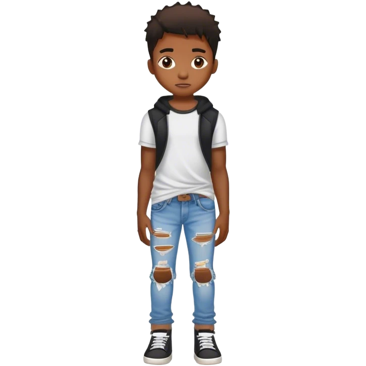Black kid wearing ripped jeans emoji