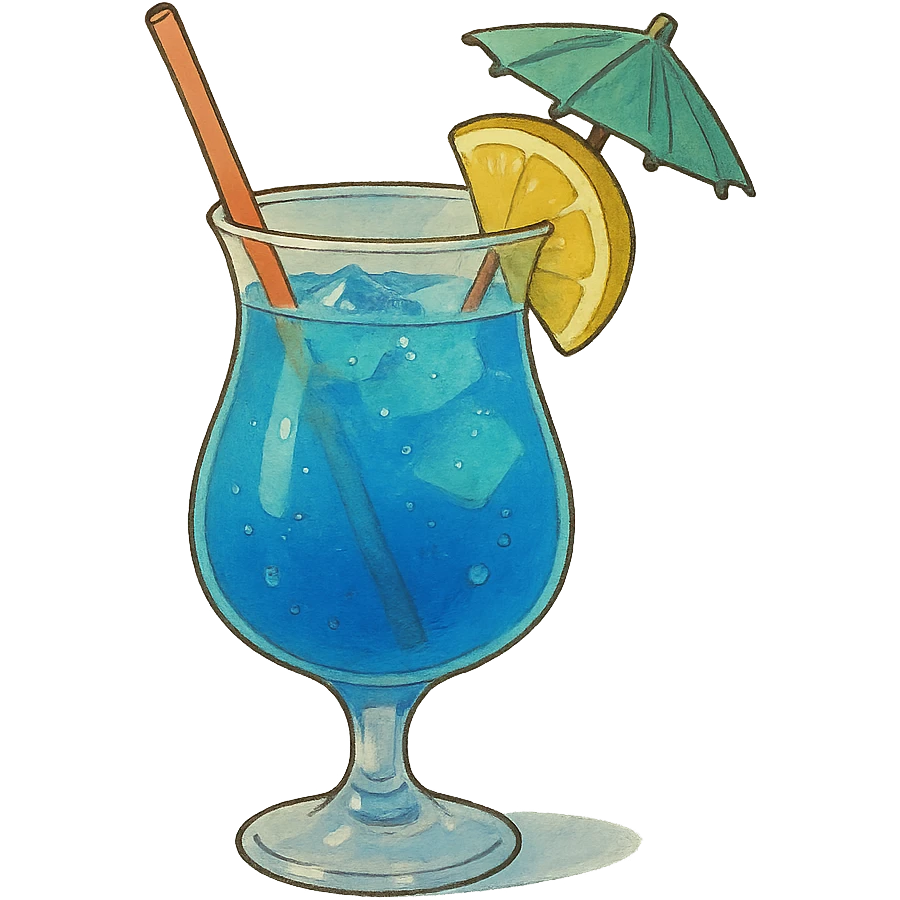 blue curaçao tropical cocktail in a hurricane glass emoji