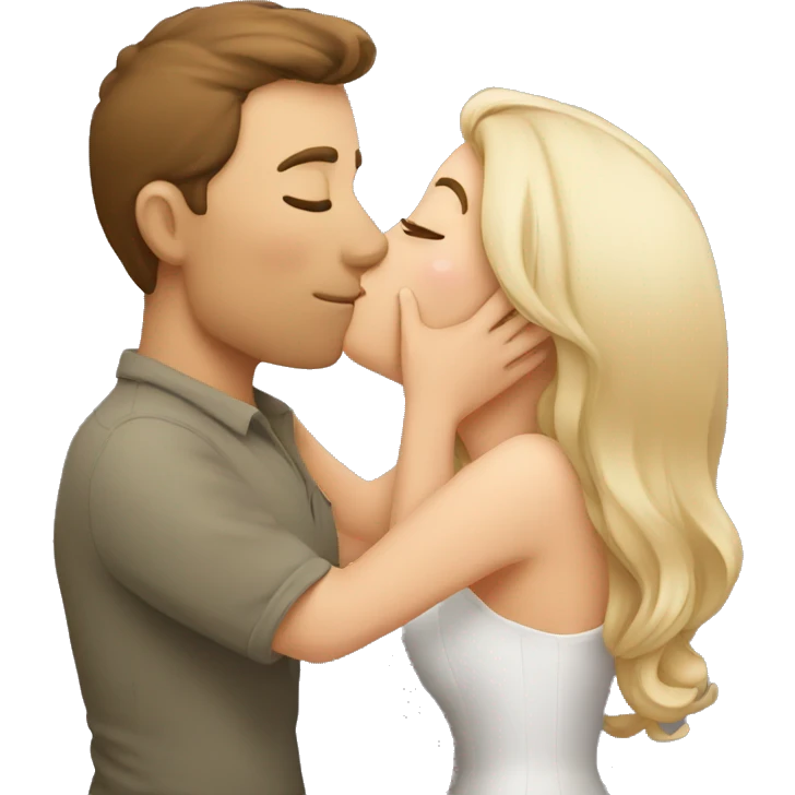 A husband kisses his wife's lips  emoji