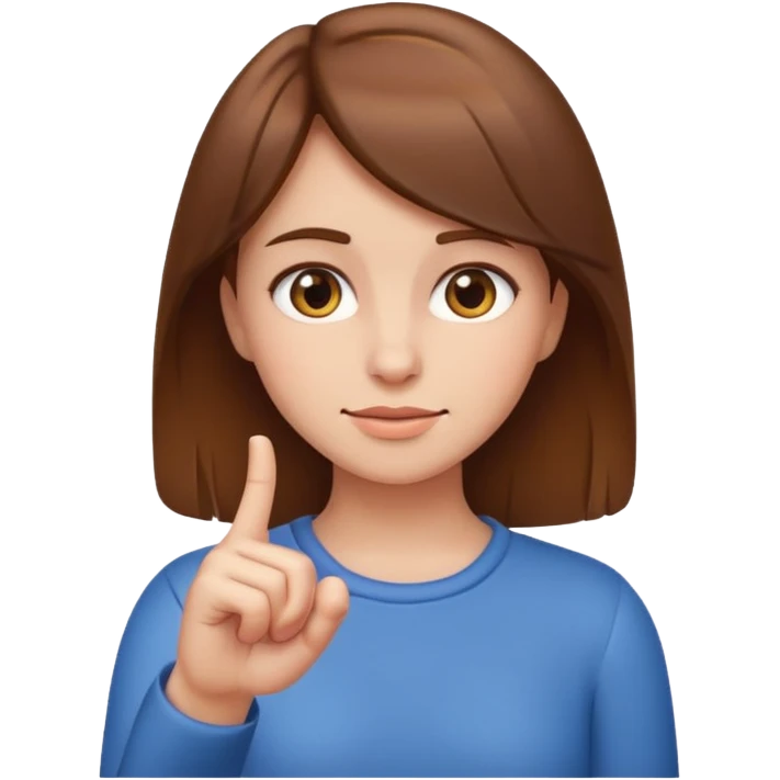 brown-haired girl pointing down with finger, classic emoji style emoji