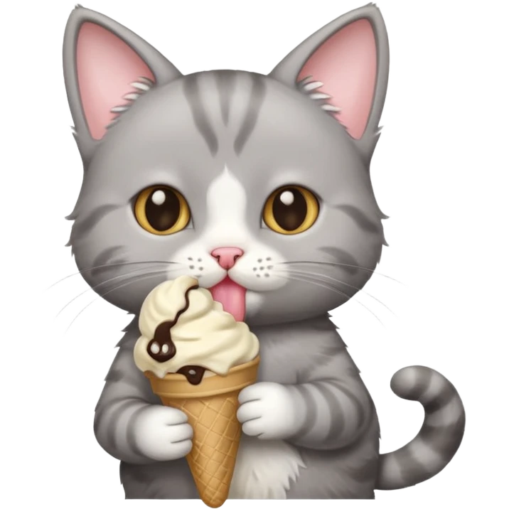 baby grey cat with icecream emoji