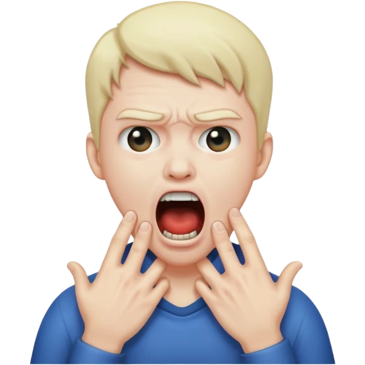 Emoji play choking himself while screaming emoji