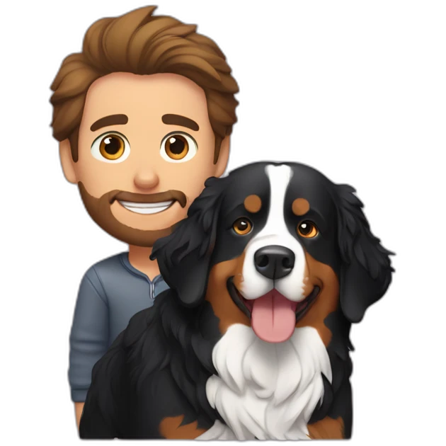 bernese mountain dog with his male owner emoji