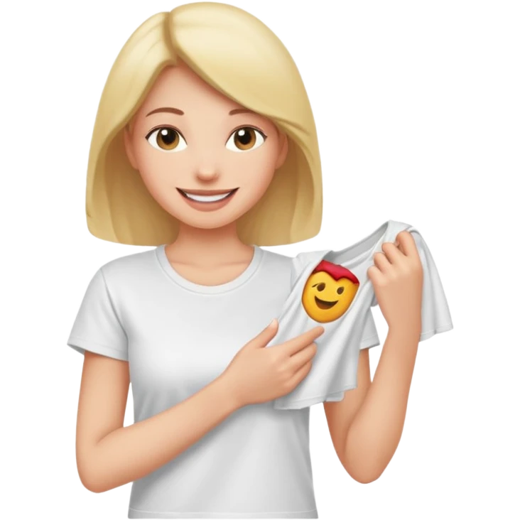 Emoji perempuan sedang membuka tshirt emoji