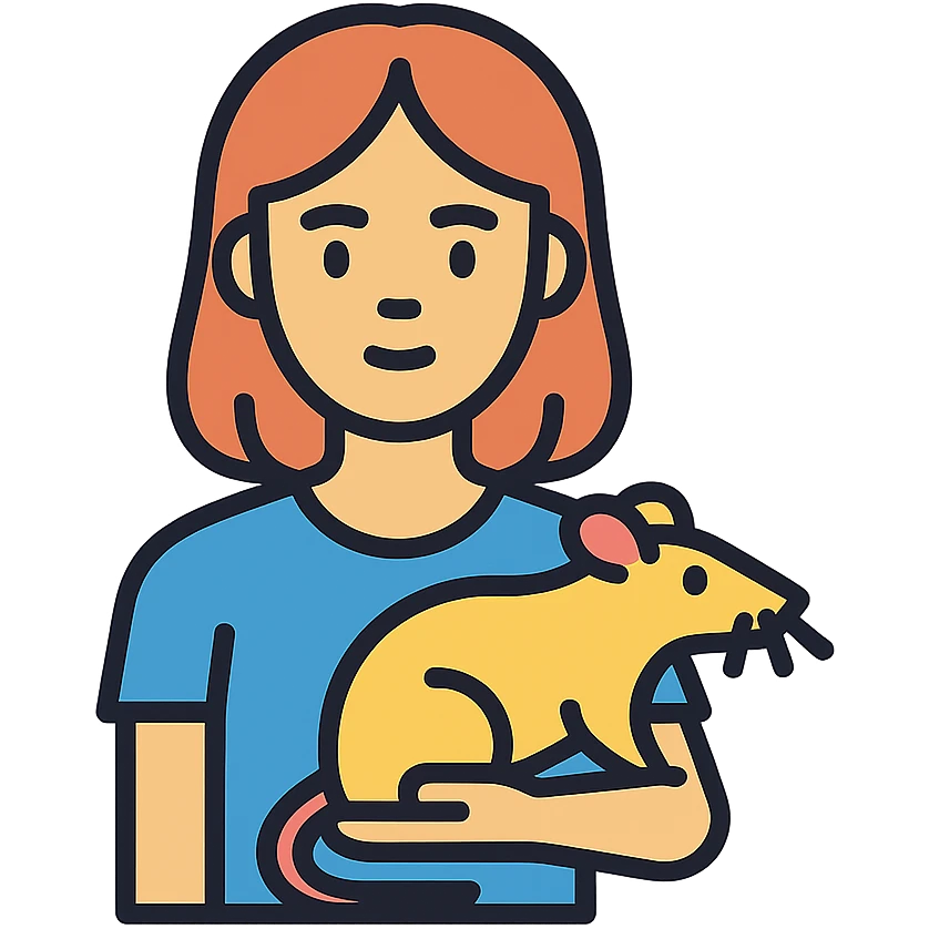 icon of Лера шин with a rat, clean modern icon style, simple lines, minimal color emoji