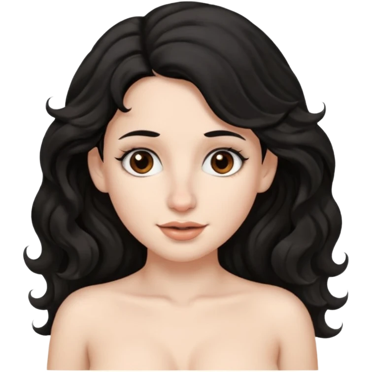 White skin Black wavy hair brown eyes big nose naked big boobs emoji
