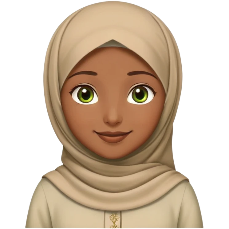 Turkish beautiful finish Konya girl brown green eyes with beige hijab islamic dress and say good night emoji