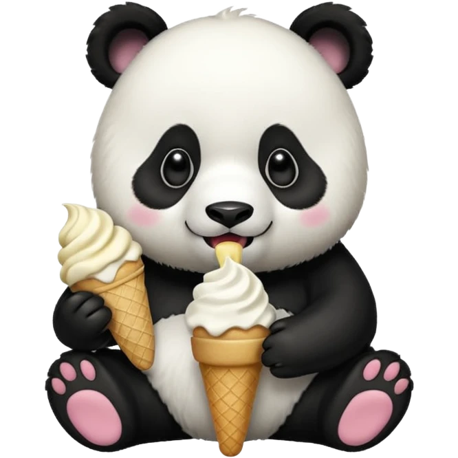 Panda eating ice cream emoji
