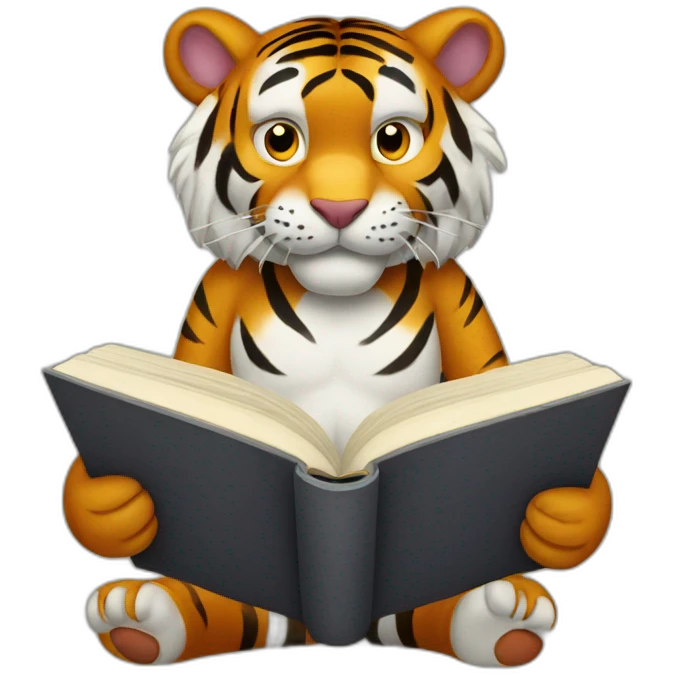 Tiger reading from the open book emoji