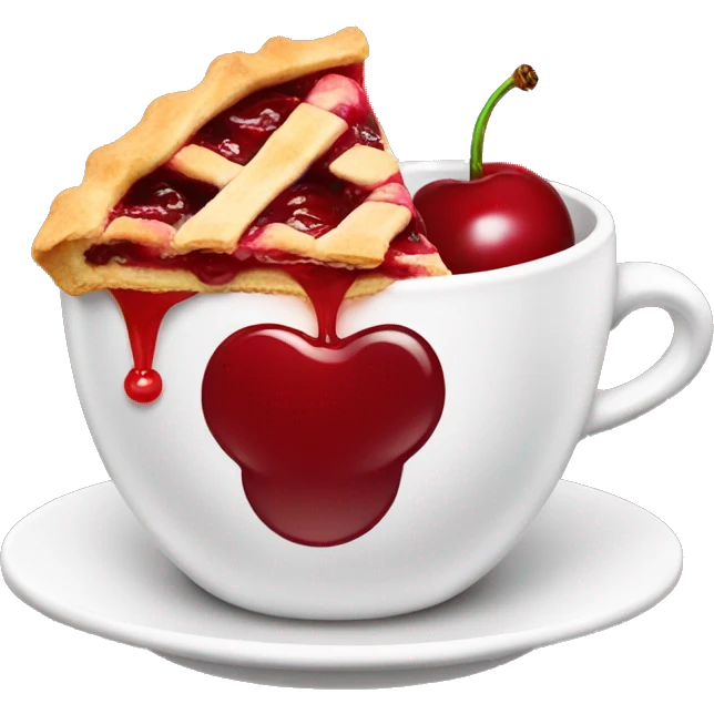 Cherry coffee with cherry pie  emoji