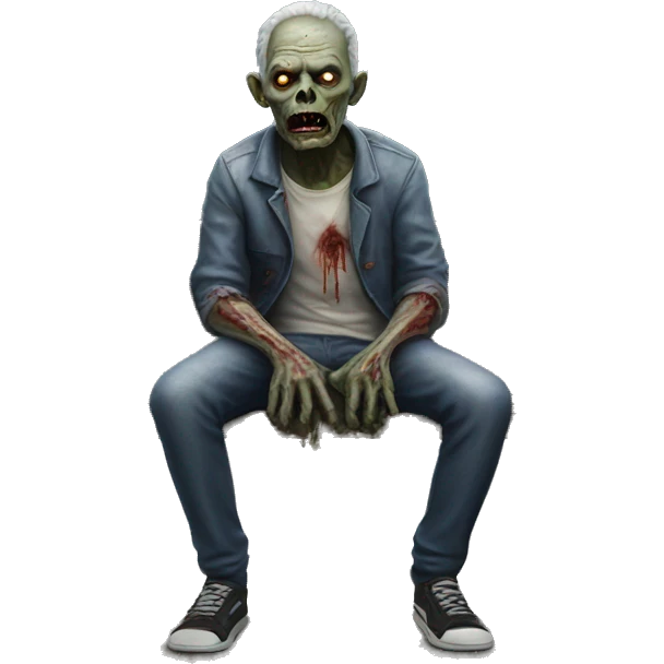 Hyperrealistic Zombie sitting on a bench  emoji