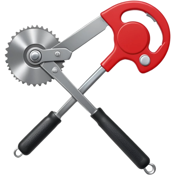 kitchen can opener tool with red handle and metal cutting wheel emoji