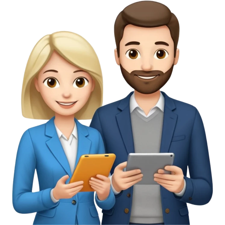 casually dressed stylish husband and wife in their 30ss avatars reviewing their finances together  emoji