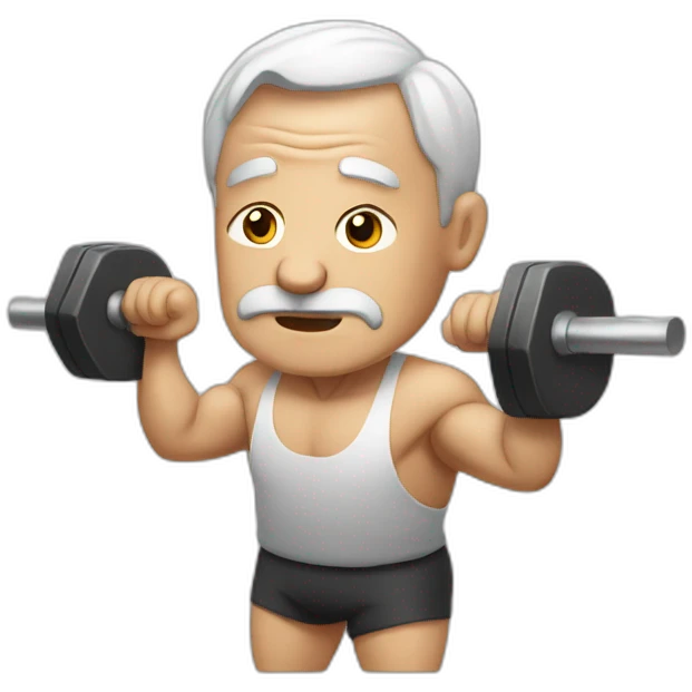 Weak old man working out emoji