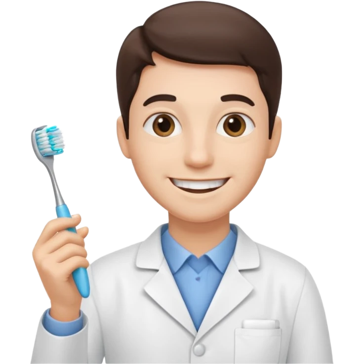 dentist, smiling, holding toothbrush emoji