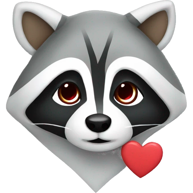 raccoon with a hoodie and heart emoji