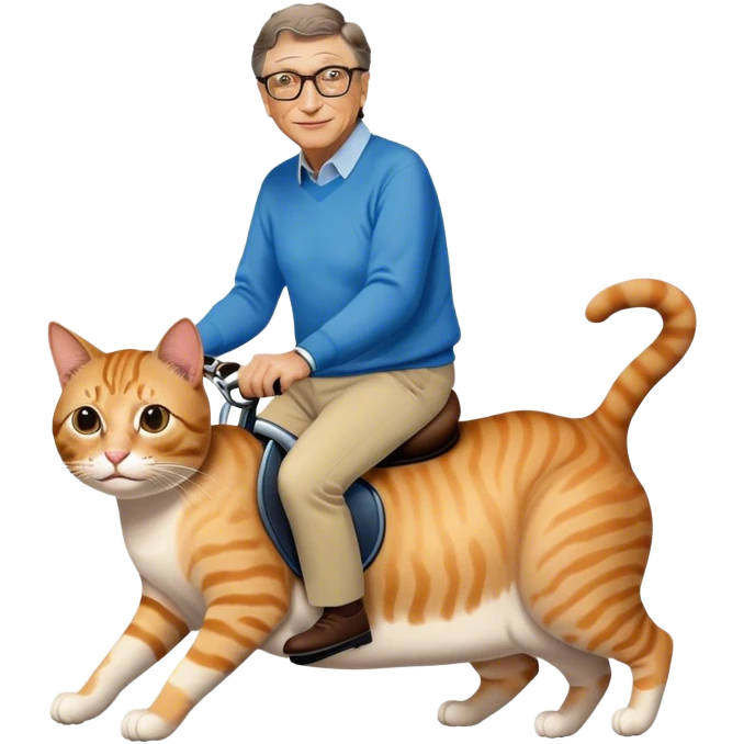 Emoji of bill gates riding a cat emoji