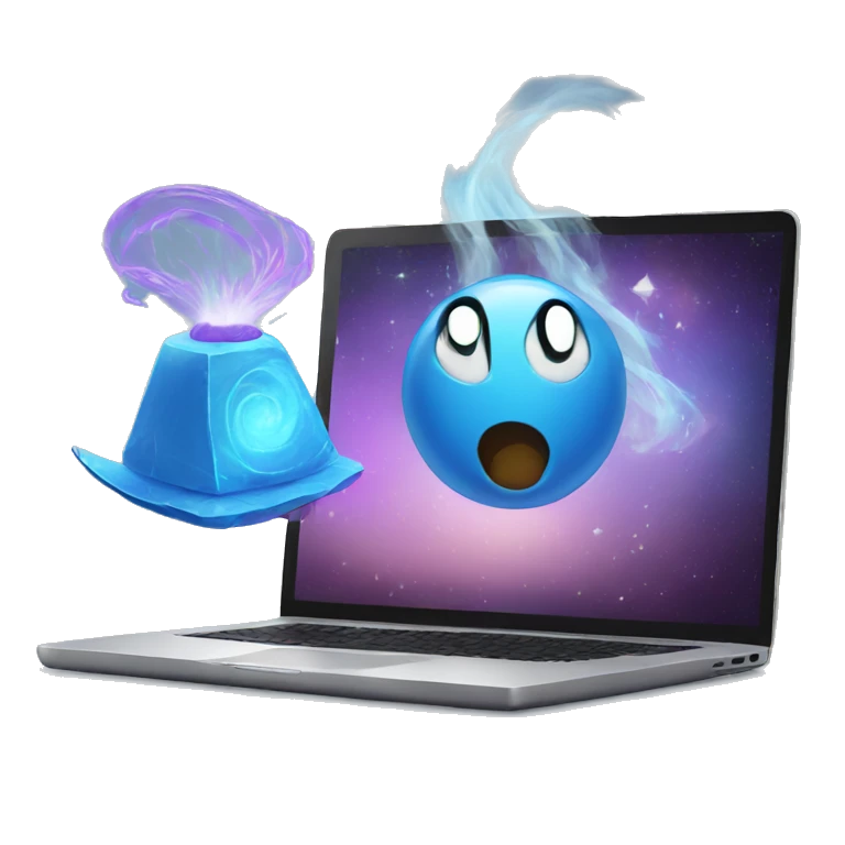 laptop and magic emoji