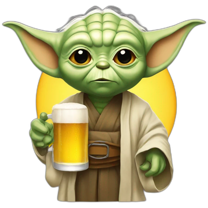 Yoda with beer emoji