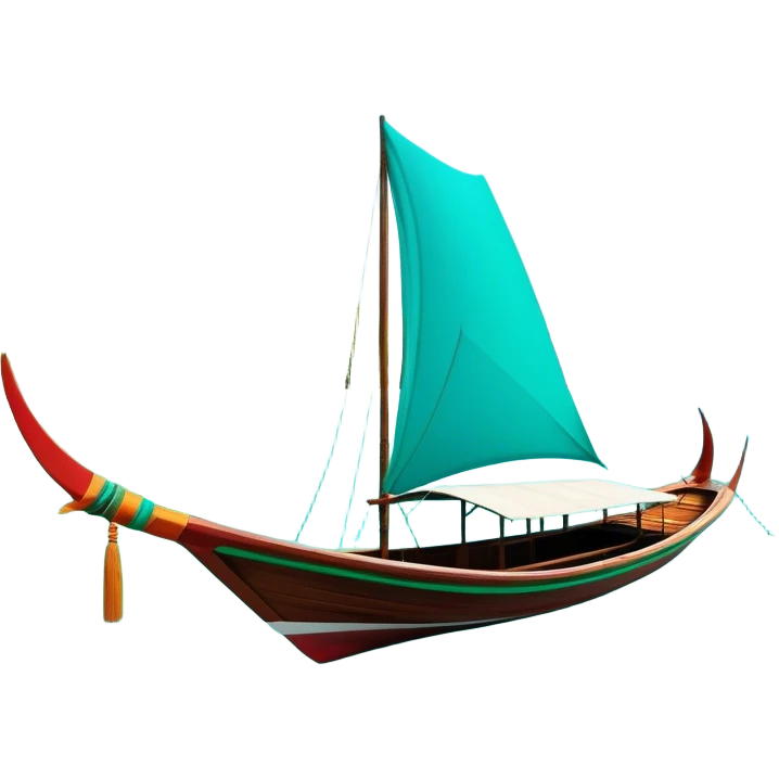 ​Cinematic Realistic Authentic Thai Longtail Boat, depicted as a traditional wooden longtail boat with a sleek, elongated hull and a brightly painted canopy, its long tail fin cutting gracefully through turquoise waters under a clear tropical sky, rendered with vibrant textures and dynamic natural lighting that captures its rustic charm and cultural heritage, emoji