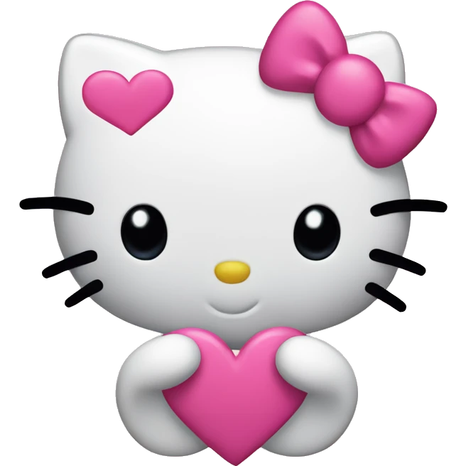 hello kitty with pink hearts emoji