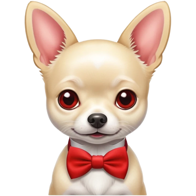 White chihuahua with red bow tie  emoji