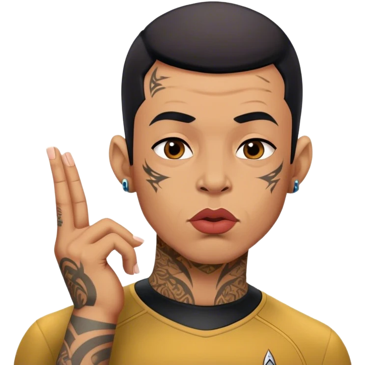 Star Trek guy with tattoos blowing a kiss emoji