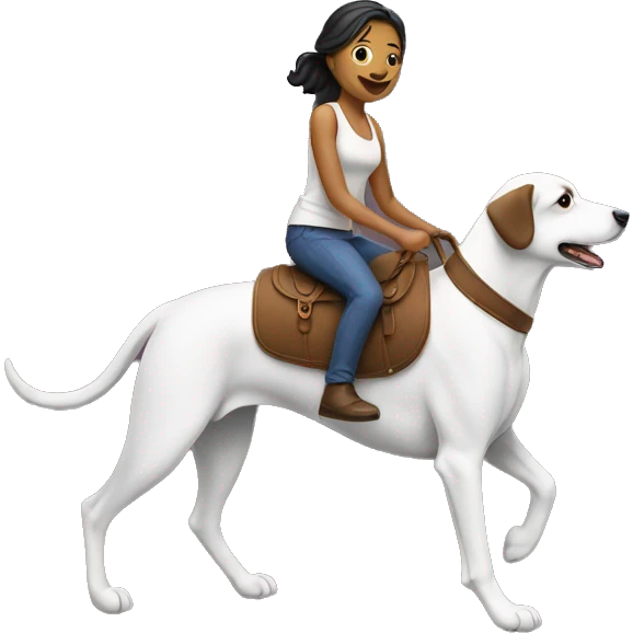 A Woman riding on a dog  emoji
