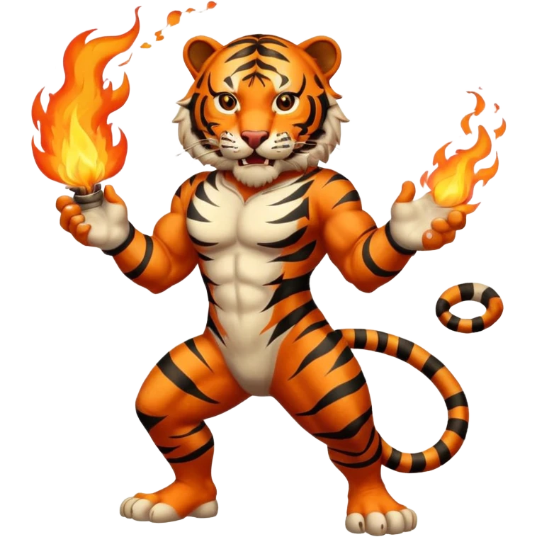 tiger  vintage-circus-performer-spitting-fire full body emoji