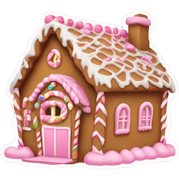 Cute gingerbread house pink emoji
