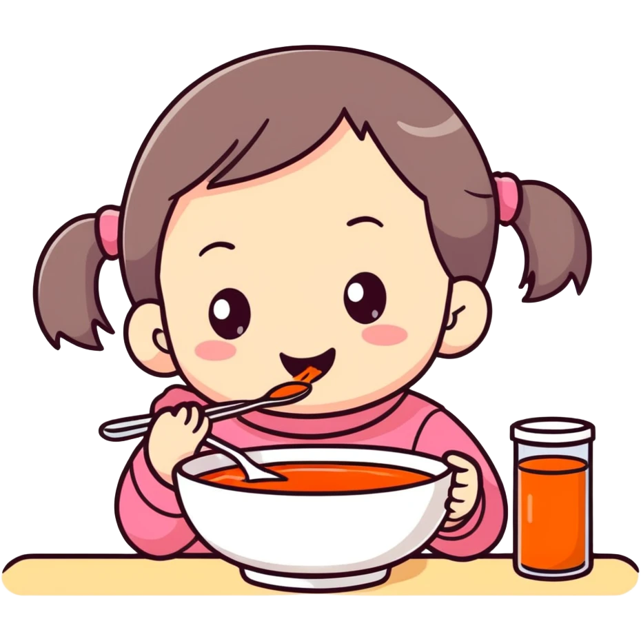 Little girl eating soup emoji