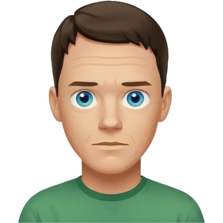 Matthew Lillard with blue eyes, green shirt emoji