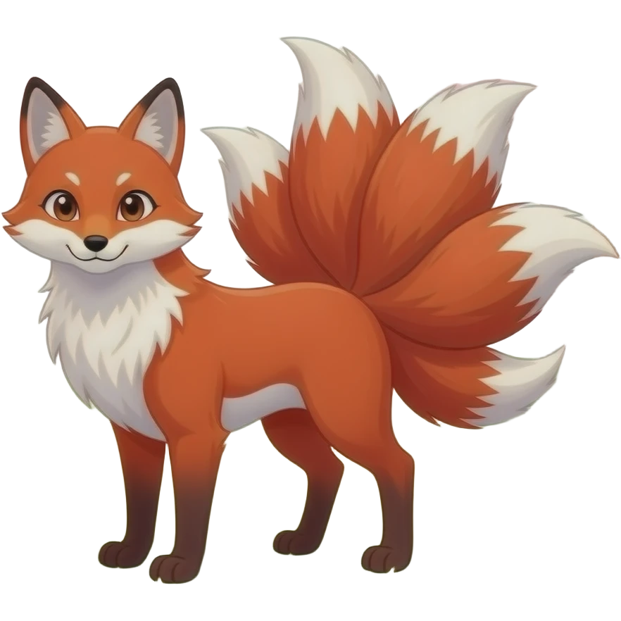 red and white nine tailed fox in a lush sakura forest emoji