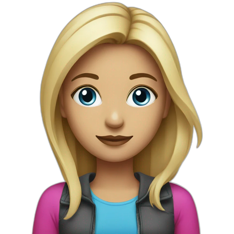girl designer at the ozone company. The company's corporate colors are blue, fuchsia and white emoji