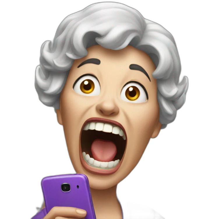 mad lady screaming over phone emoji