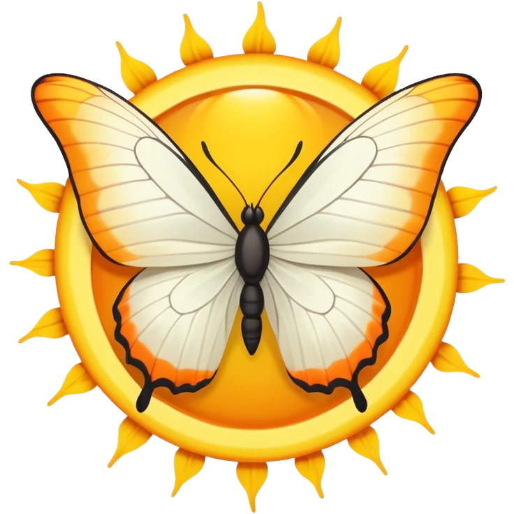 White butterfly on the sun  emoji