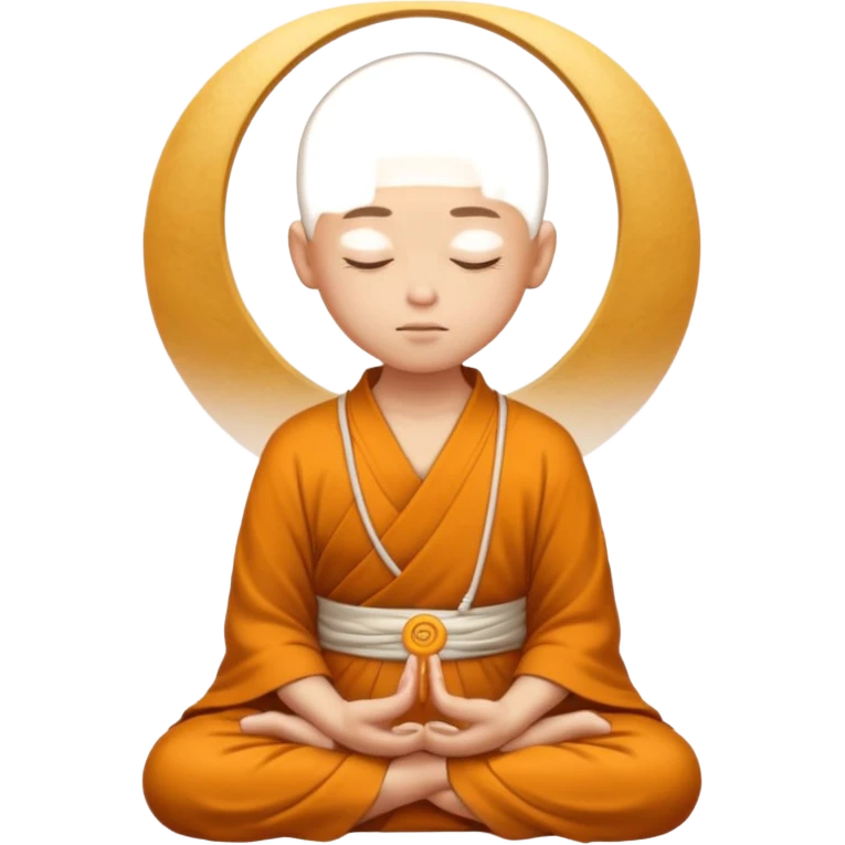 content face typing, eyes closed in a meditative, zen state, monk dress emoji