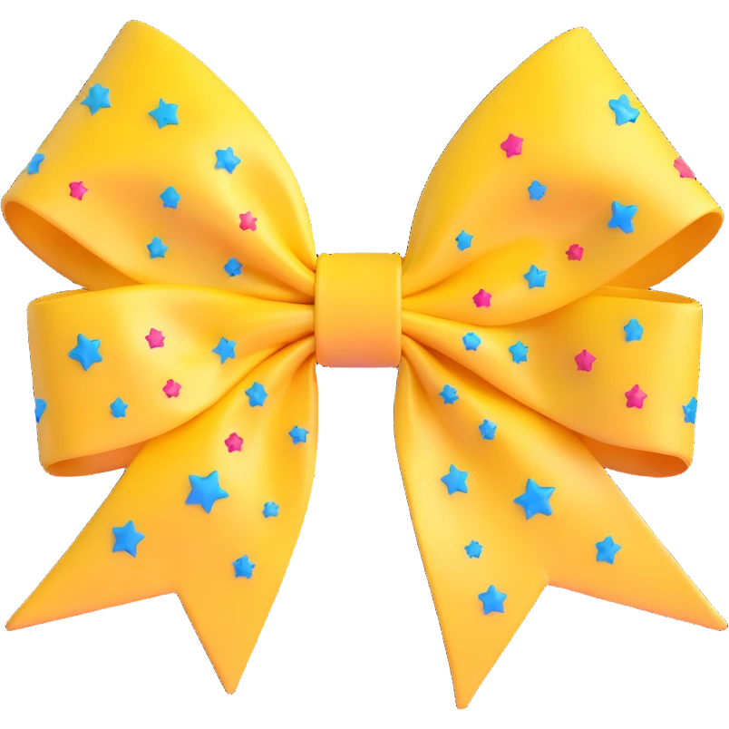 glossy purple bow with star pattern emoji