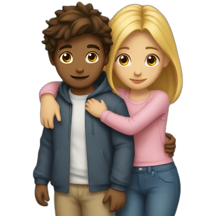 Girl leaning on boy emoji