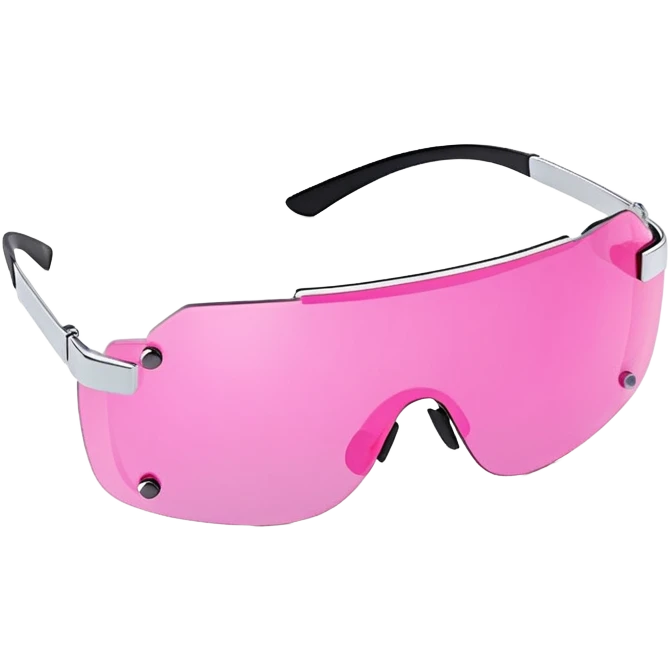 slim frameless pink visor sunglasses, Y2K cyber style, single piece lens emoji