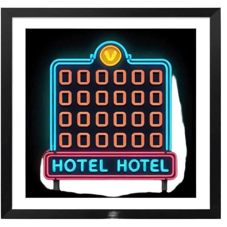 Hotel barato con letrero de neón. emoji
