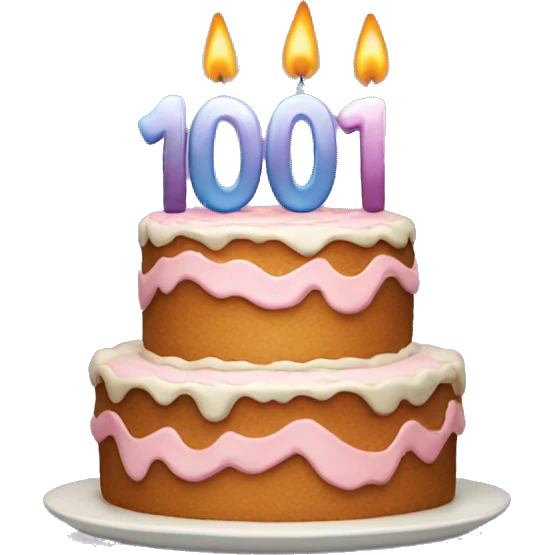 Birthday cake with celebrating 100th birthday emoji