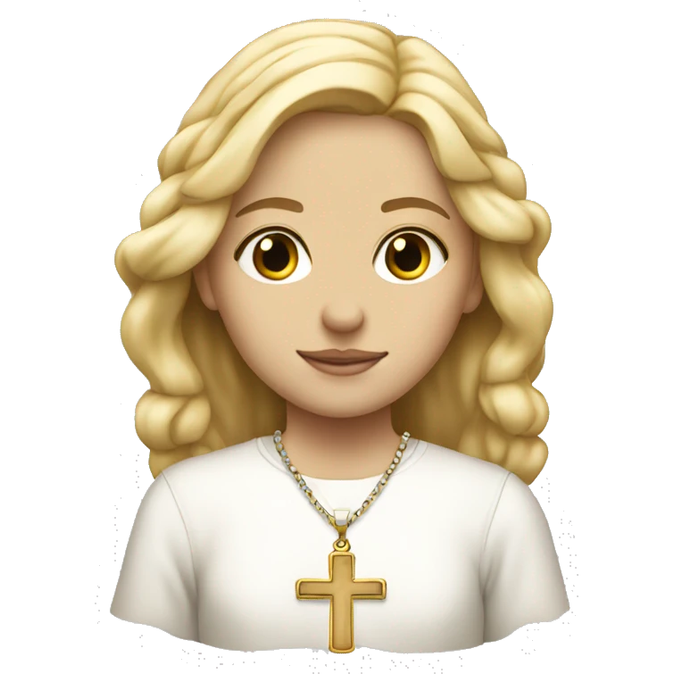 Blonde white catholic girl wearing a cross necklace  emoji