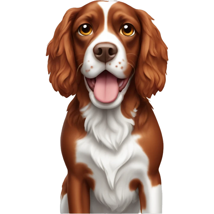 Red and white french britanny spaniel dog emoji