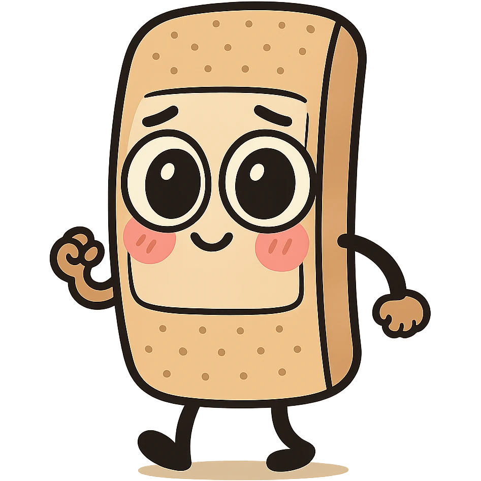 bandage with big eyes, blushing cheeks, adorable cartoon style emoji