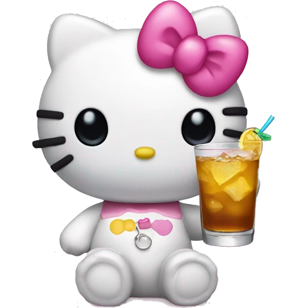 Hello kitty with a drink emoji